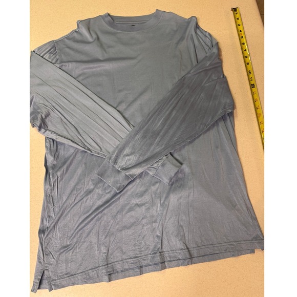 Bugatchi Uomo Tops - Bugatchi Uomo Blue Mercerized Cotton Long Sleeve T-Shirt XL Luxury Basic